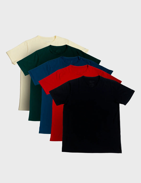 KIT 5 Camisetas Algodão Pima Gola O