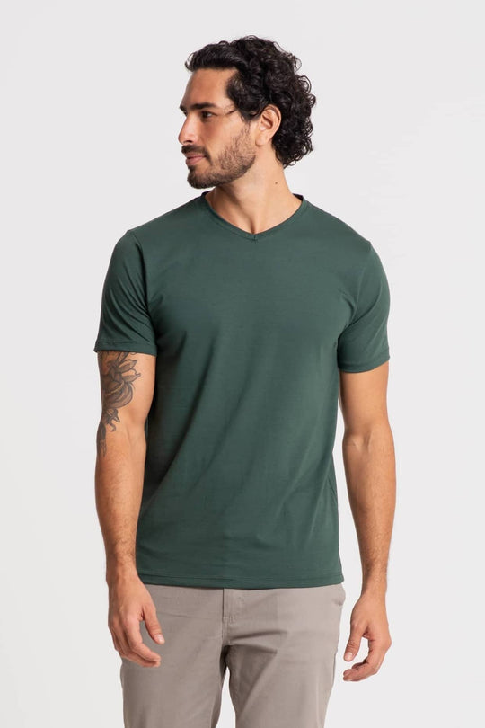 Camiseta Algodão Pima Masculina Gola V