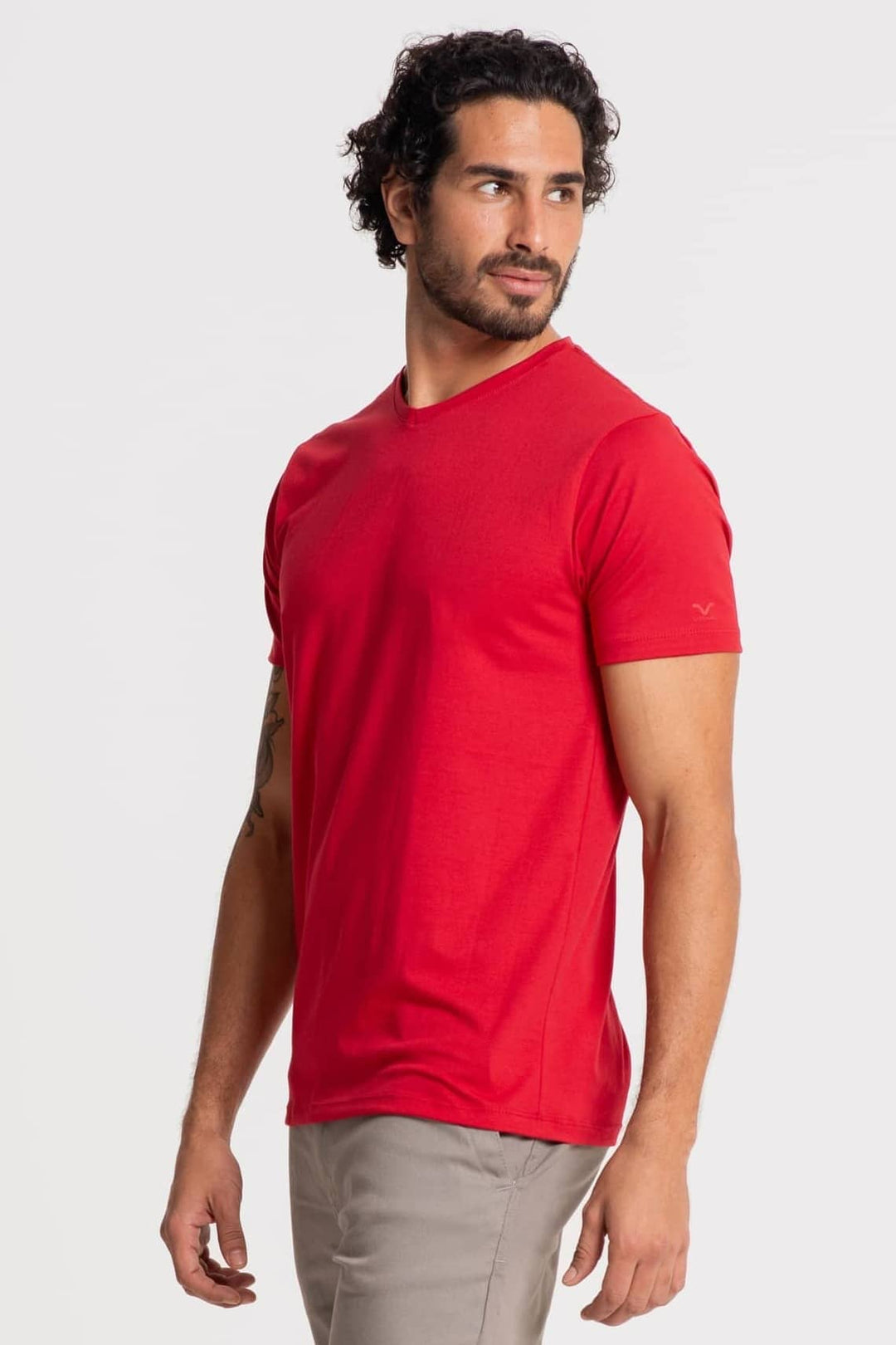 Camiseta Algodão Pima Masculina Gola V