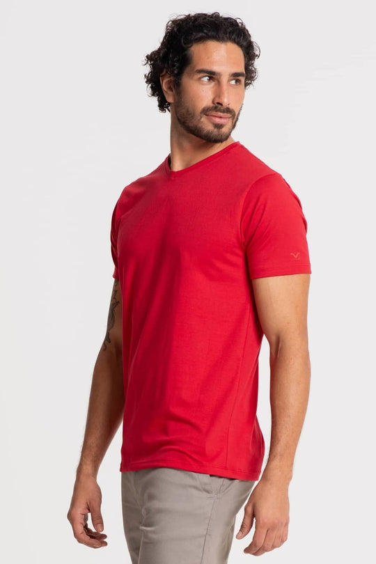 Camiseta Algodão Pima Masculina Gola V